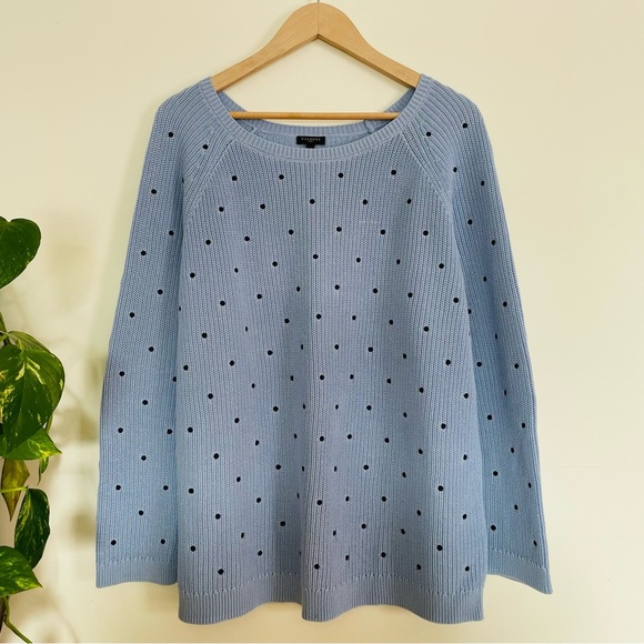 NWOT Talbots Blue Shaker Stitch Embroidered Polka Dot Pullover Sweater S⦠- Picture 1 of 8